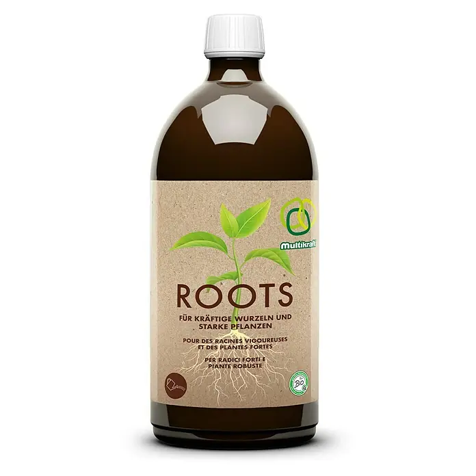 Multikraft Wurzelaktivator Roots - 1 l - Das Multikraft Roots Produkt in einer Flasche. Es stärkt die Wurzeln und sorgt für kräftige Pflanzen, inklusive Bio-Qualitätssiegel.