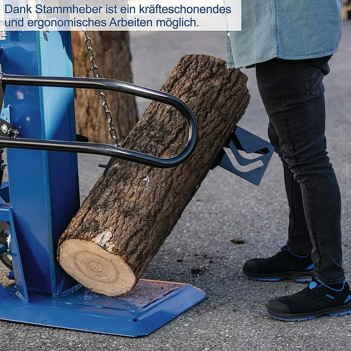 Scheppach Holzspalter HL3000GM - 30 t, Max. Spaltgutlänge: 110 cm - Der Stammheber erleichtert das kraftsparende und ergonomische Arbeiten mit Stämmen.