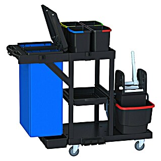 Arcora Profi-Bodenreinigungskit Servicewagen 440 ECOBLACK (82 l, Schwarz/Blau)