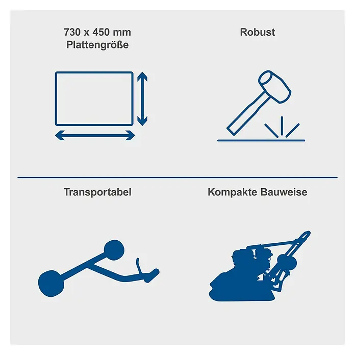 Scheppach Rüttelplatte HP 3000 S - 6,6 kW, Verdichtungsdruck: 30,5 kN - Eigenschaften des Produkts: Plattengröße, Robustheit, Transportfähigkeit und Kompakte Bauweise.