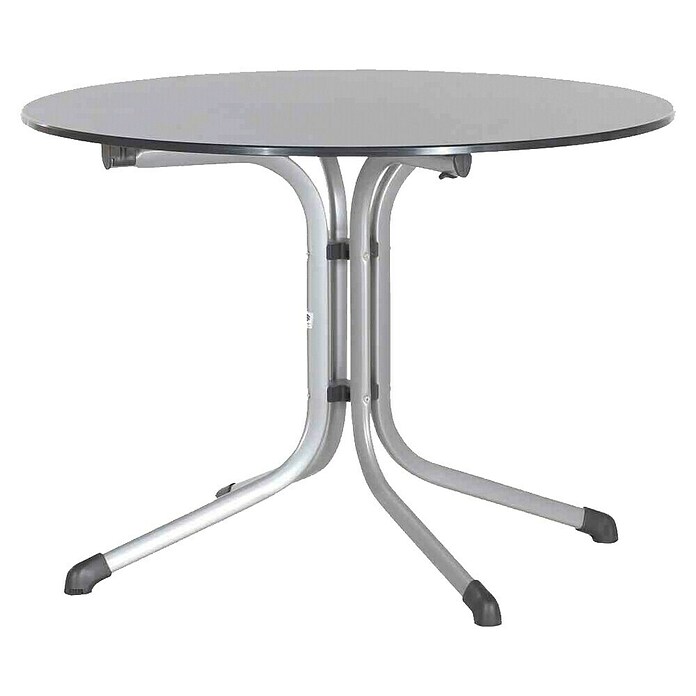 Sieger Boulevard Gartentisch rund (Ø x H: 100 x 73 cm, Vivodur, Graphit/Anthrazit, Klappbar)