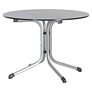 Sieger Boulevard Gartentisch rund (Ø x H: 100 x 73 cm, Vivodur, Stahl, Graphit/Anthrazit, Klappbar)