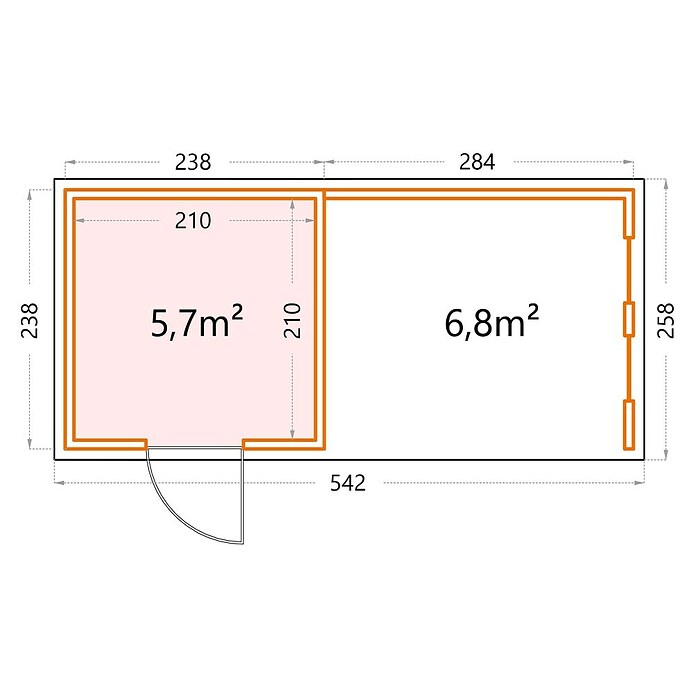Telluria Metallgerätehaus Classico 2424 mit Lounge S links inkl. 2 Fenster (Außenmaß inkl. Dachüberstand (B x T): 542 x 258 cm, Stahl, Anthrazit, Ohne Set) | BAUHAUS