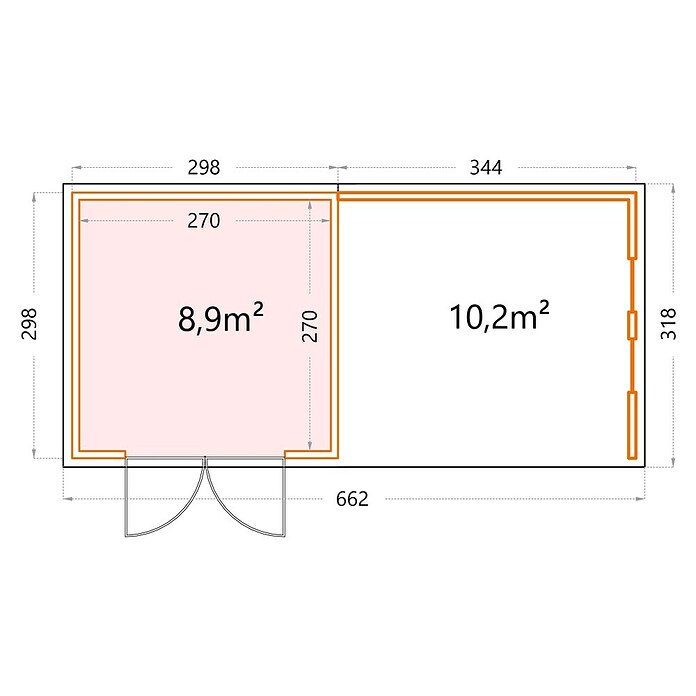 Telluria Metallgerätehaus Classico 3030 mit Lounge L rechts inkl. 2 Fenster und Elektro-Set (Außenmaß inkl. Dachüberstand (B x T): 662 x 318 cm, Stahl, Lichtgrau/Anthrazit, Inkl. Innenwandverkleidung & Elektro-Set) | BAUHAUS