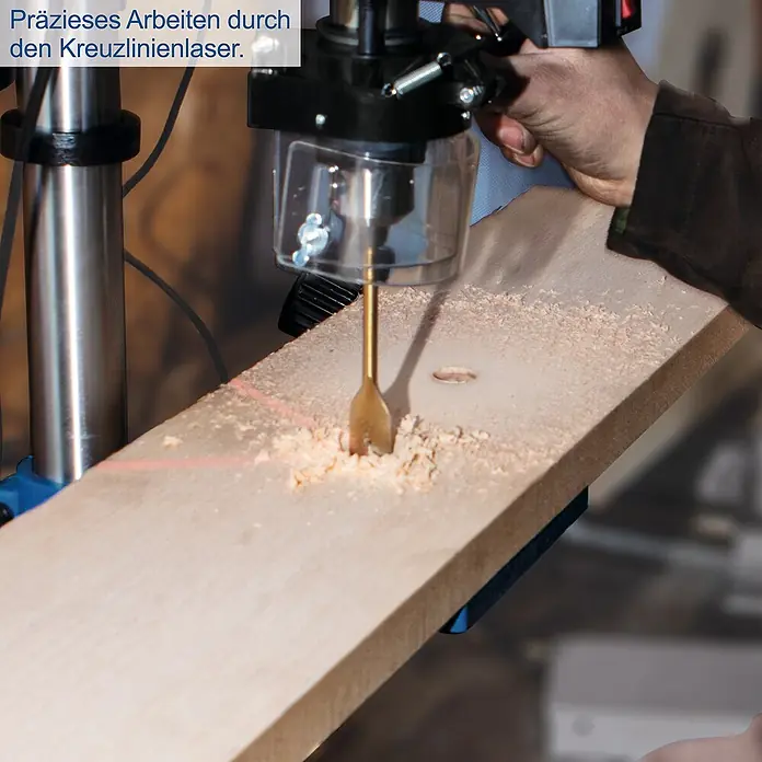 Scheppach Tischbohrmaschine DP16 SL - 550 W, 510 U/min - 2.430 U/min, Spannweite Bohrfutter: 3 mm - 13 mm - Präzises Arbeiten mit dem Kreuzlinienlaser beim Bohren in Holz.