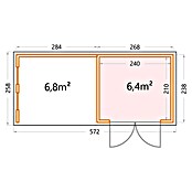 Telluria Metallgerätehaus Classico 2724 mit Lounge S links inkl. 2 Fenster und Elektro-Set (Außenmaß inkl. Dachüberstand (B x T): 572 x 258 cm, Stahl, Anthrazit, Inkl. Innenwandverkleidung & Elektro-Set) | BAUHAUS