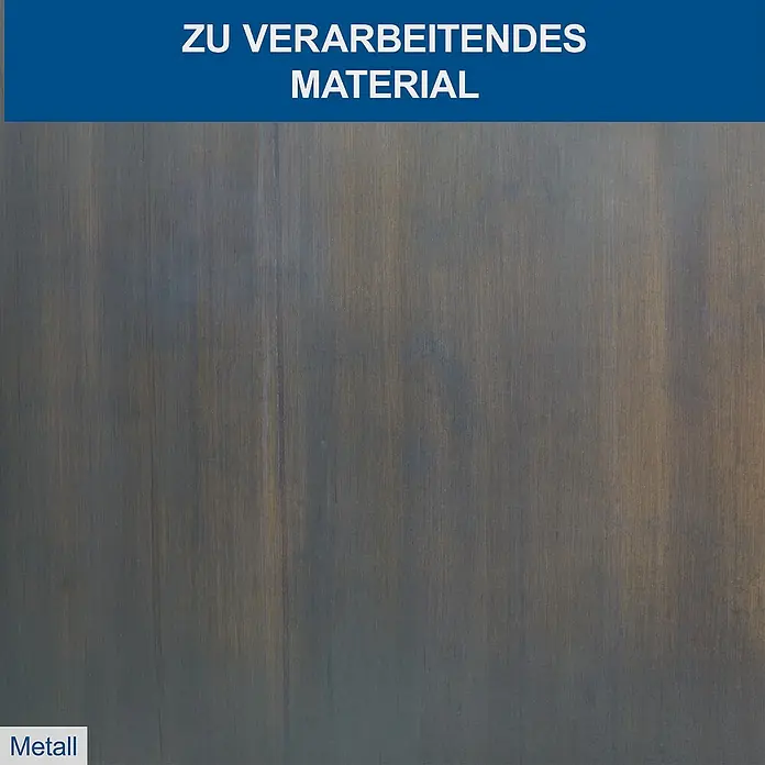 Scheppach Elektro-Doppelschleifer BG 150 - 370 W, Durchmesser Trockenschleifscheibe: 150 mm - Metallmaterial für die Verarbeitung. Das Bild zeigt eine metallische Oberfläche mit feinen vertikalen Linien und Farbvariationen.