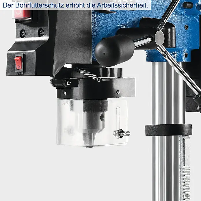 Scheppach Tischbohrmaschine DP16 SL - 550 W, 510 U/min - 2.430 U/min, Spannweite Bohrfutter: 3 mm - 13 mm - Der Bohrfutterschutz erhöht die Arbeitssicherheit.