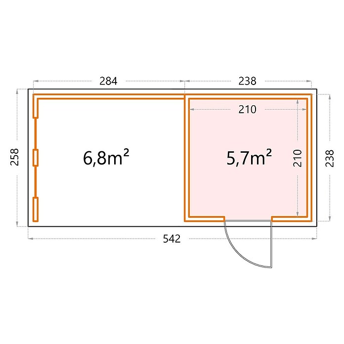 Telluria Metallgerätehaus Classico 2424 mit Lounge S links inkl. 2 Fenster und Elektro-Set (Außenmaß inkl. Dachüberstand (B x T): 542 x 258 cm, Stahl, Anthrazit, Inkl. Innenwandverkleidung & Elektro-Set) | BAUHAUS