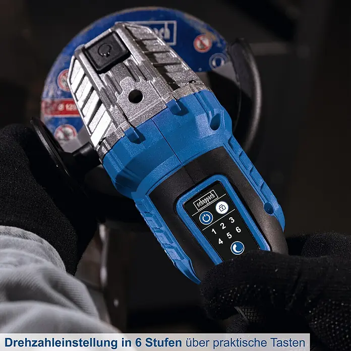 Scheppach IXES 20V Akku-Winkelschleifer BC-AG125-X - 20 V, Ohne Akku, Durchmesser Scheibe: 125 mm - Drehzahlregelung in 6 Stufen.