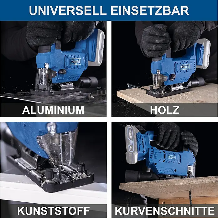 Scheppach IXES 20V Akku-Pendelhubstichsäge C-JS220-X - 20 V, Li-Ionen, Anzahl Akkus: Ohne Akku, Leerlaufhubzahl: 0 /min - 2.400 /min - Scheppach Akku-Stichsäge für vielseitige Anwendungen: Aluminium, Holz, Kunststoff und Kurvenschnitte. Universell einsetzbar.