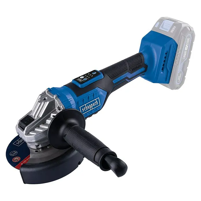 Scheppach IXES 20V Akku-Winkelschleifer BC-AG125-X - 20 V, Ohne Akku, Durchmesser Scheibe: 125 mm - Scheppach Akku-Winkelschleifer mit Akku und Zusatzhandgriff für komfortable Bedienung und präzise Schleifergebnisse.