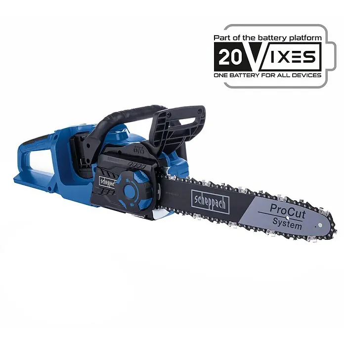 Scheppach IXES 20V Motosierra de batería BC-CS355DUO-X - 40 V, Sin batería, Longitud de la cuchilla: 35,6 cm - La motosierra inalámbrica Scheppach forma parte de la plataforma de batería IXES de 20V. Práctica para trabajos de jardinería con alto rendimiento y libertad inalámbrica.