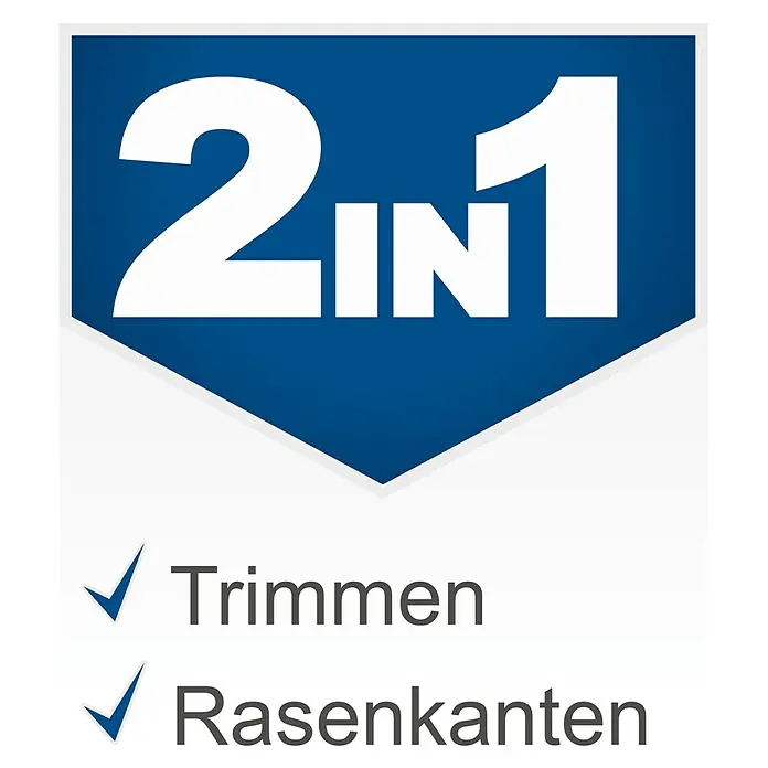 Scheppach IXES 20V Akku-Rasentrimmer C-LT300-X Set S - 20 V, 2 Ah, Li-Ionen, 1 Akku, Schnittbreite Faden: 300 mm - 2-in-1 Produktlogo. Das Produkt kann zum Trimmen und zur Bearbeitung von Rasenkanten verwendet werden. Vielseitig und praktisch.