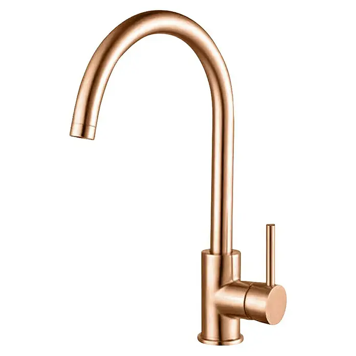 Grifo de cocina Acuario - Rosé, Mate - Elegante grifo de cocina en oro rosa con caño curvo y palanca elegante para un diseño de cocina con estilo.