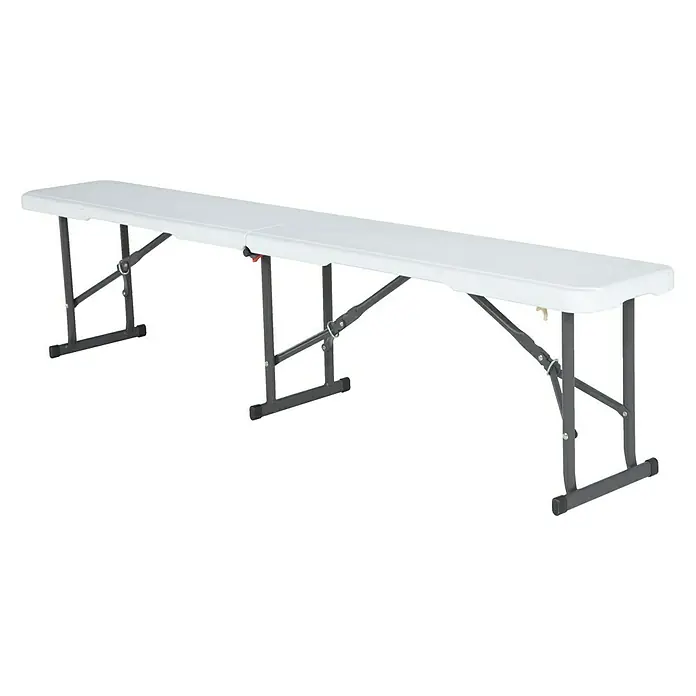 Lifetime Gartenbank - B x T x H: 183 x 29 x 42 cm, Weiß/Schwarz, Klappbar - Lange weiße Klappbank mit grauen Beinen für Veranstaltungen und mehr. Eine praktische Sitzgelegenheit für viele Gelegenheiten.