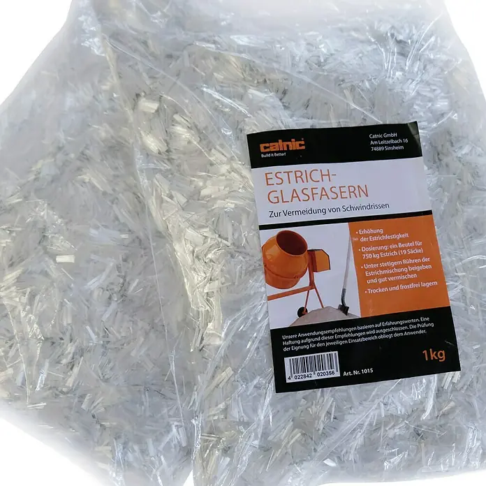 Catnic Glasfaser-Gewebe - 1 kg - Ein Beutel Estrich-Glasfaser von Catnic zur Vermeidung von Schwindrissen, verbessert die Estrichfestigkeit. 1 kg Packung.