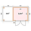 Telluria Metallgerätehaus Classico 2724 mit Open Lounge S rechts (Außenmaß inkl. Dachüberstand (B x T): 456 x 258 cm, Stahl, Lichtgrau/Anthrazit, Ohne Set) | BAUHAUS