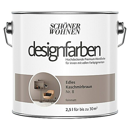 SCHÖNER WOHNEN-Farbe Wandfarbe Designfarbe (Edles Kaschmirbraun, Matt, 2,5 l, Konservierungsmittelfrei)