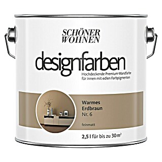 SCHÖNER WOHNEN-Farbe Wandfarbe Designfarbe (Warmes Erdbraun, Matt, 2,5 l)