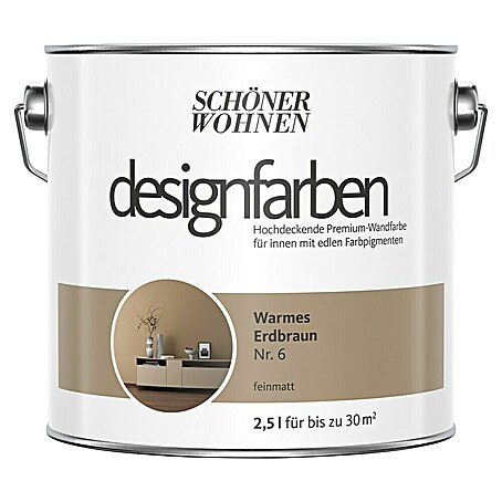 SCHÖNER WOHNEN-Farbe Wandfarbe Designfarbe (Warmes Erdbraun, Matt, 2,5 l, Konservierungsmittelfrei)