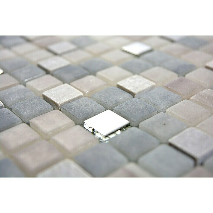 Mozaïektegel Quadrat Crystal Mix LOPE 04AN (30 x 30 cm, Grijs, Glanzend)