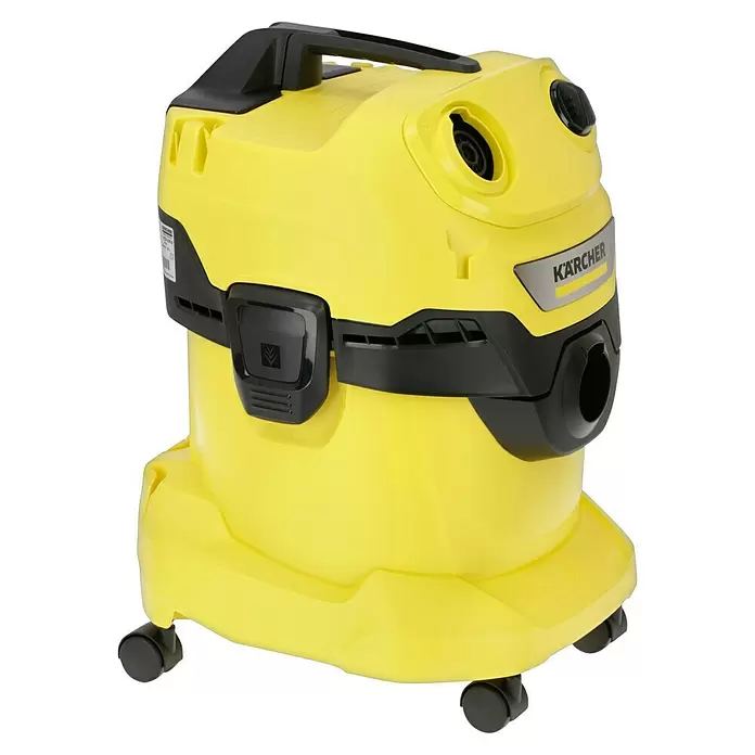 Kärcher Elektro-Nass- & Trockensauger WD 4 V-20/5/22 - 1.000 W, 20 l - Gelber Kärcher Nass-/Trockensauger mit schwarzem Griff, Anschlüssen und Rollen, für vielseitige Reinigung.