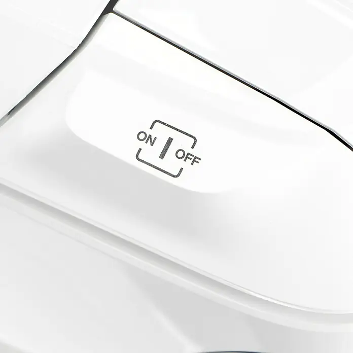 Kärcher Elektro-Staubsauger DS 6 - 650 W - Detailansicht eines weißen Produkts mit einer "ON/OFF"-Markierung, die die Funktionalität hervorhebt.\n
