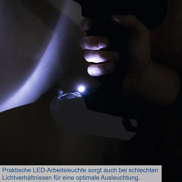 Scheppach IXES 20V Akku-Schlagbohrschrauber C-CD45-X - 20 V, Ohne Akku, 45 Nm - Praktische LED-Arbeitsleuchte für optimale Ausleuchtung. Helle LED sorgt für präzises Arbeiten auch bei Dunkelheit.