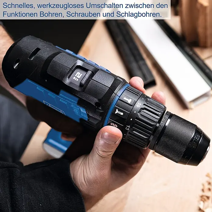 Scheppach IXES 20V Akku-Schlagbohrschrauber C-CD45-X - 20 V, Ohne Akku, 45 Nm - Akkubohrer mit Schnellwechselfunktion zum Bohren, Schrauben und Schlagbohren.