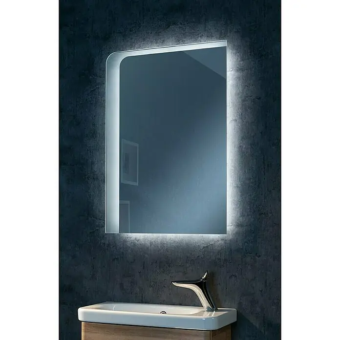 Camargue Faro Mini LED-Lichtspiegel - 55 x 80 cm - Ein moderner Badezimmerspiegel mit LED-Beleuchtung, der ein elegantes und helles Ambiente schafft. Die abgerundeten Ecken verleihen dem Spiegel eine weiche Note.