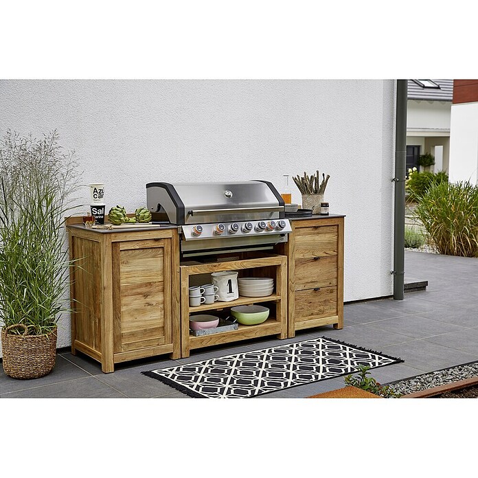Sunfun Módulo para barbacoa (Con cajón, L x An x Al: 63 x 58 x 92 cm, Madera)