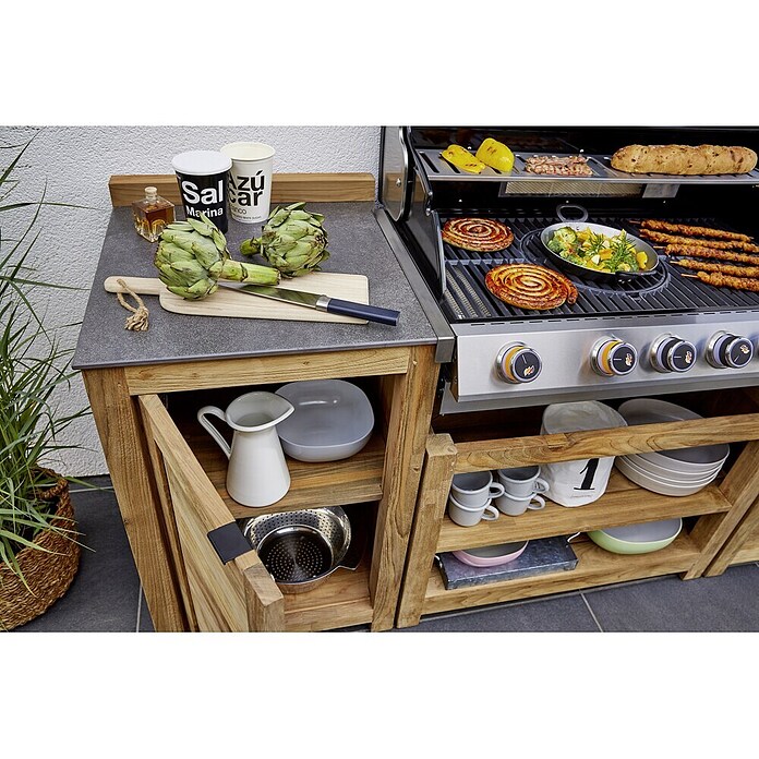 Sunfun Módulo para barbacoa (L x An x Al: 57,5 x 93 x 66 cm, Madera)