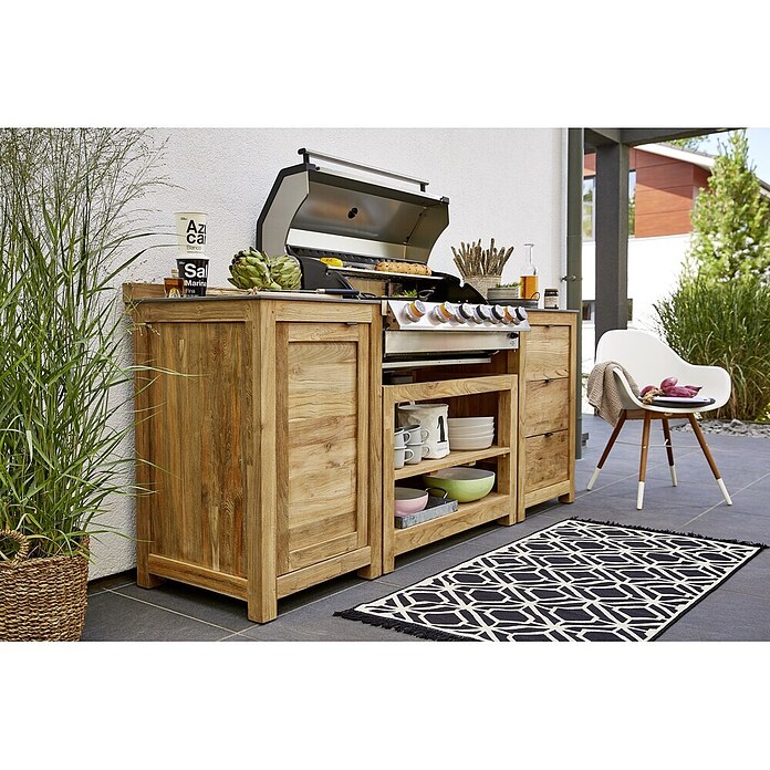 Sunfun Módulo para barbacoa (Con cajón, L x An x Al: 63 x 58 x 92 cm, Madera)
