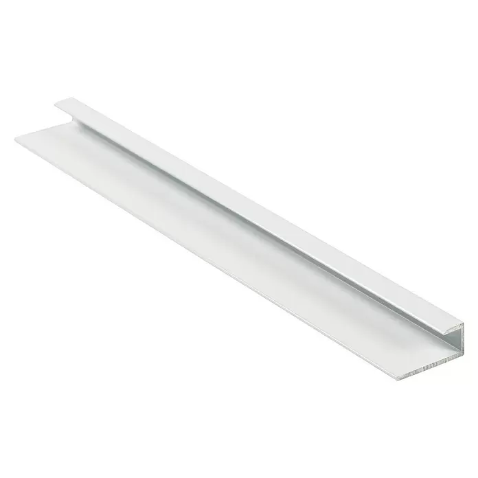 Grosfillex Wall+ Einfassprofil - 2.600 x 18 x 6 mm, Weiß - Silberfarbenes asymmetrisches Metallprofil mit abgewinkeltem Kanalquerschnitt, für Kantenschutz oder als Zierleiste.