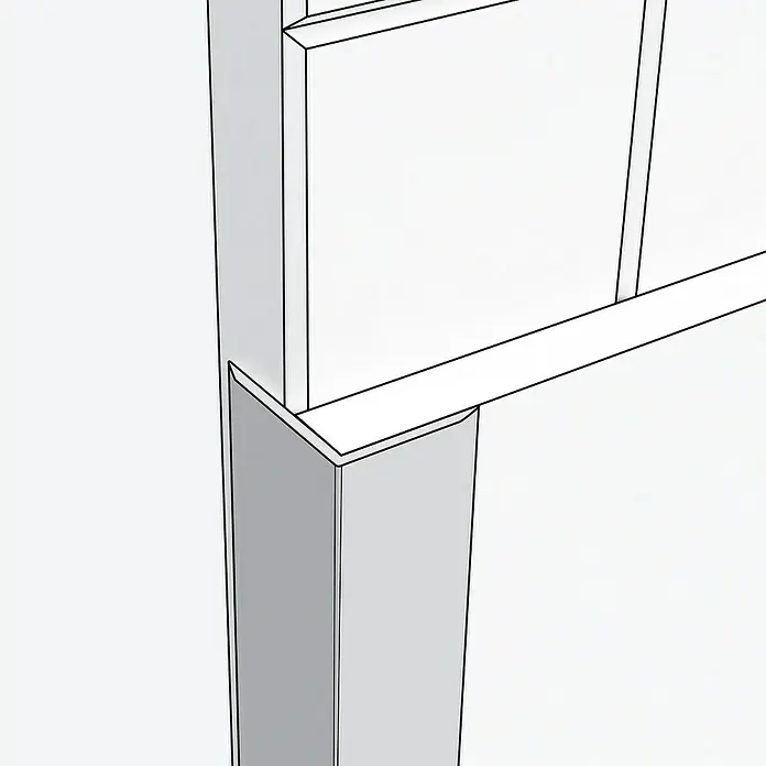 Grosfillex Wall+ Winkelleiste außen - 2.600 x 12 x 12 mm, Weiß - Detaillierte Ansicht einer stilvollen weißen Türzarge, die durch ihr sauberes Design und die präzise Verarbeitung besticht.