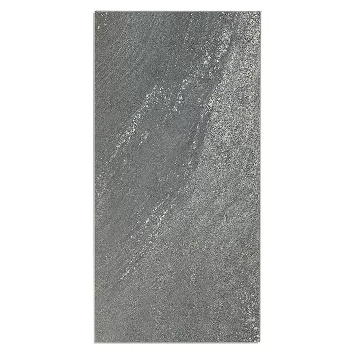 Grosfillex Wall+ Wandpaneel - Dark Stone, 900 x 450 x 5 mm - Dunkelgraue Fliese in Steinoptik mit hellgrauen Sprenkeln und strukturierter Oberfläche.
