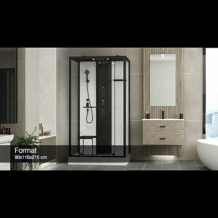 Aurlane Dampfdusche Relax Hammam (90 x 115 x 215 cm, Schwarz/Weiß) | BAUHAUS