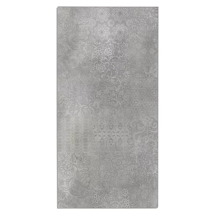Grosfillex Wall+ Wandpaneel - Cement Flow, 900 x 450 x 5 mm - Graue Fliese in Betonoptik mit verschiedenen hellgrauen Spitzenmustern.
