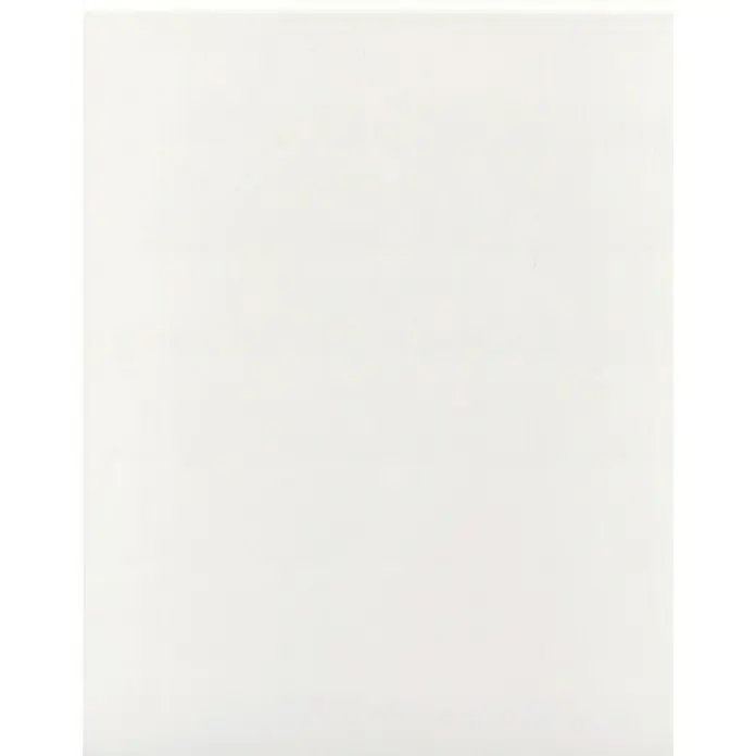 Grosfillex Wandpaneel Element Eco - Weiß glänzend, 2.600 x 350 x 5 mm - Nahaufnahme einer schlichten, weißen Fliese, ideal für moderne Badezimmer oder Küchen. Ihre glatte Oberfläche reflektiert sanft das Licht.