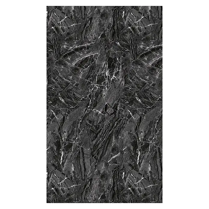 GEO Alu-Verbundplatte - 150 x 255 cm, Gunmetal - Schwarzer Marmor mit auffälligen weißen Adern sorgt für einen edlen Look in jedem Raum. Perfekt für Arbeitsplatten, Böden und Wandverkleidungen.