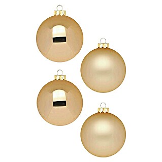 Weihnachtskugeln (Brokatgold, Glas, Durchmesser: 8 cm, 12 Stk.)