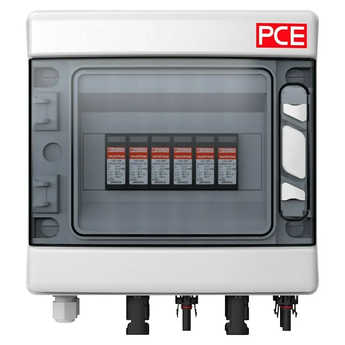 PCE Verteiler Sol-Line - 2 MPP - PCE Überspannungsschutzgerät für zuverlässigen Schutz elektronischer Geräte vor Überspannungsschäden.