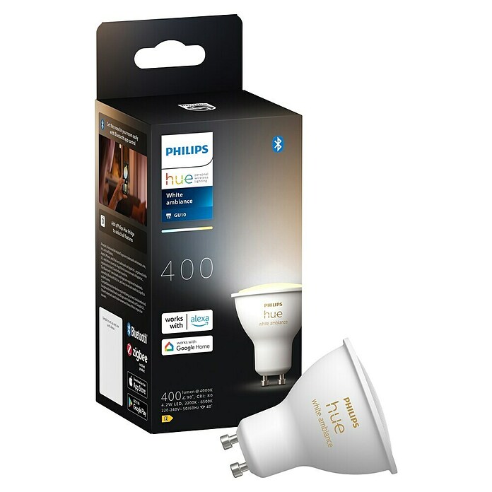 Philips Hue Pametna LED sijalka White Ambiance  (GU10, Možnost zatemnitve, Večbarvno, 400 lm, 4,2 W, 1 kos) | LED luči | Svetlila | Elektro in svetila | Izdelki | BAUHAUS