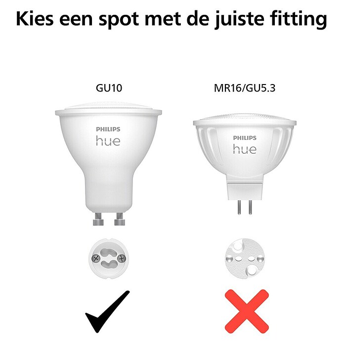 Philips Hue Smart-ledlamp 1 St. (GU10, Dimbaar, Meerkleurig, 400 lm, 4,2 W, 1 st.) | BAUHAUS
