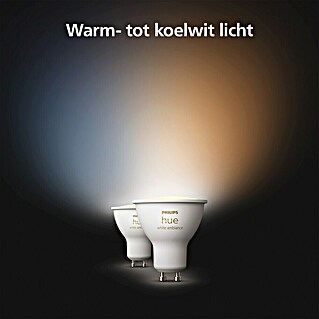 Philips Hue Smart-ledlamp 2 St. (GU10, Dimbaar, Meerkleurig, 400 lm, 4,2 W, 2 st.)