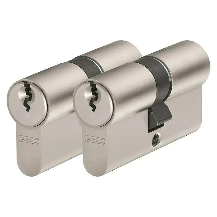 Abus Profilzylinder E20 - 2 -tlg., Baulänge innen: 30 mm, Baulänge außen: 30 mm, Anzahl Schlüssel: 5 Stk. - Abus Doppelzylinder-Schlösser im Detail. Sicherheitszylinder für Türen, ideal für den Einbau in Haus- oder Wohnungstüren, silbern glänzend.