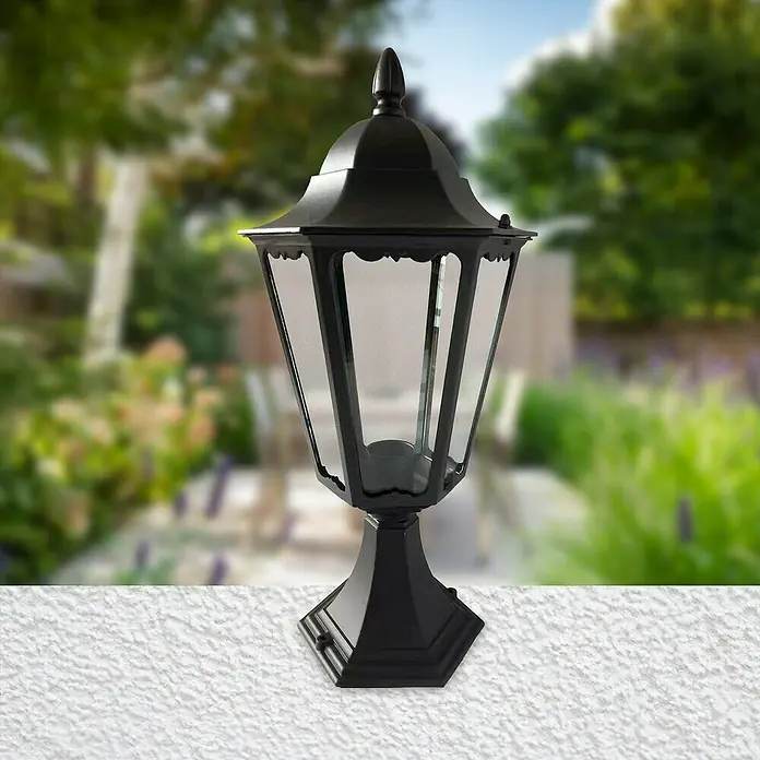 Panaled Vagg Sobremuro exterior - 60 W, Color del marco: Negro, 22,4 x 22,4 x 47 cm, Sin bombillas - Elegante farol de jardín negro que añade un toque de clase a cualquier espacio exterior. Ideal para caminos y patios.