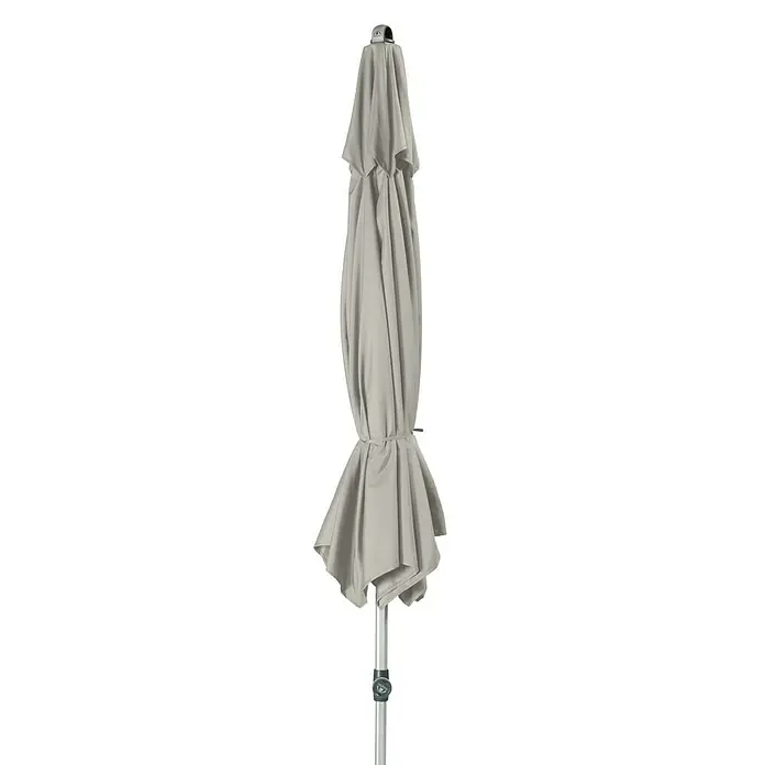 Doppler Expert Marktschirm rund Auto Tilt - Hellgrau, Durchmesser Bespannung: 320 cm - Geschlossener grauer Gartenschirm mit silbernem Gestell. Ideal für den Außenbereich, spendet Schatten und Schutz vor Sonne.