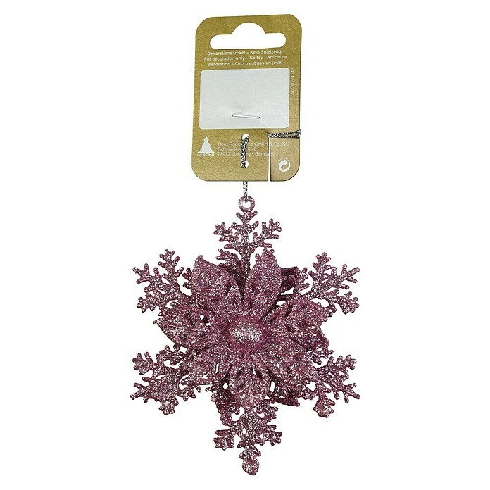 Christbaumschmuck Schneeflocke mit Blume (Rosa, Kunststoff, 1 Stk.) | BAUHAUS